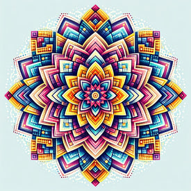 Colorful mandala diamond painting with intricate geometric patterns.