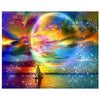 Diamond Painting of a Colorful Moonlit Seascape with a Sailboat