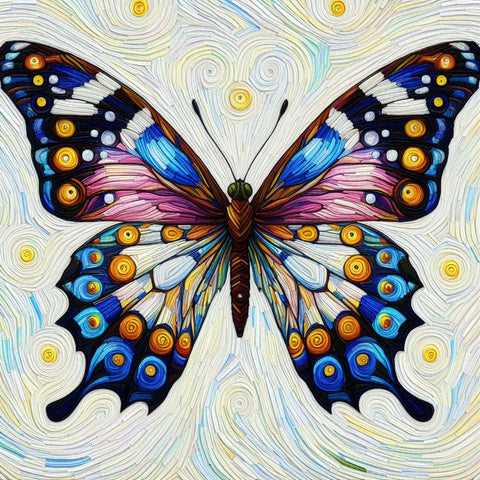 Image of colorful mosaic butterfly diamond painting