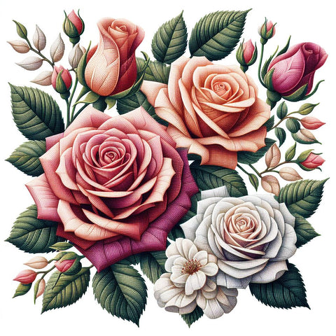 Image of Colorful rose diamond painting.