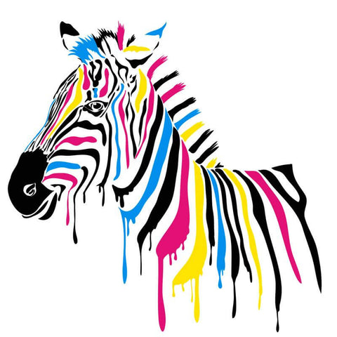 Image of Diamond Painting of a Colorful Zebra with Dripping Paint