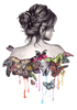 diamond painting of a woman with butterflies emerging from her back