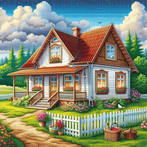 Image of Diamond Painting of a Charming Country House