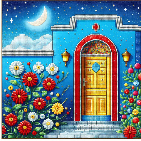 Image of Cross-Stitch Pattern: Floral Doorway