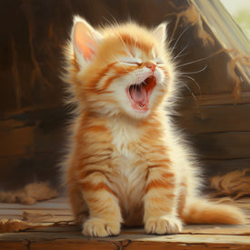 Diamond Painting of a Cute Orange Kitten Yawning