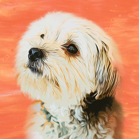 Image of Diamond painting of a cute white fluffy puppy