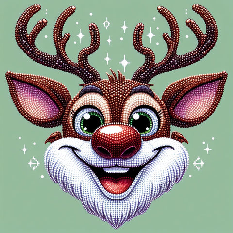 Image of cute reindeer diamond painting Christmas cartoon