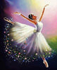Diamond painting of a ballerina in a graceful dance pose.