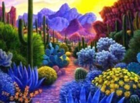 Image of Desert Path with Cacti and Flowers diamond painting