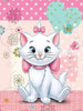 Diamond painting of Marie, the cute white kitten from The Aristocats