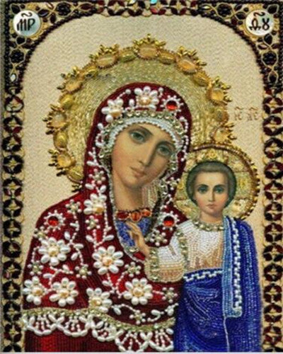 Diamond Painting of the Virgin Mary and Baby Jesus