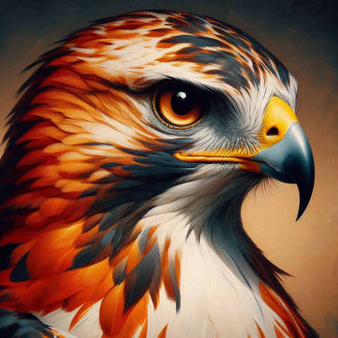 Image of Sparkling diamond art featuring a realistic close-up portrait of a hawk.