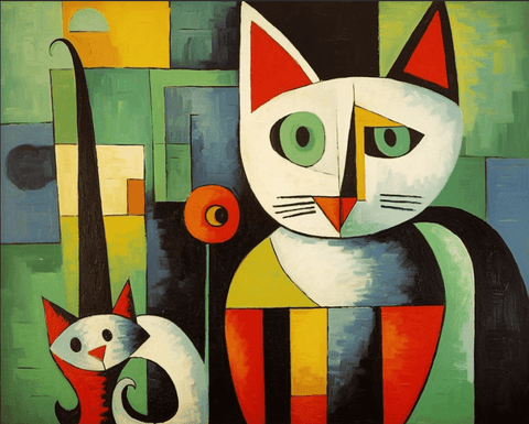 Image of diamond painting of two abstract cats