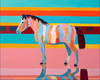 Diamond painting of an abstract, colorful horse, with a modern and artistic design.