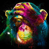 Diamond painting with an abstract monkey design in vibrant colors.