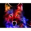 Diamond painting of an abstract wolf, depicted with geometric shapes and vibrant colors.