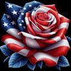 Diamond painting of a rose with the American flag design, a symbol of patriotism.