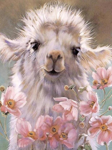 Image of Diamond painting of a curious baby llama