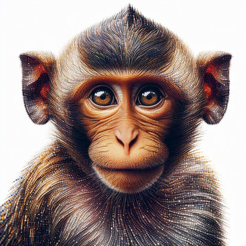 Image of Diamond painting of an adorable baby monkey