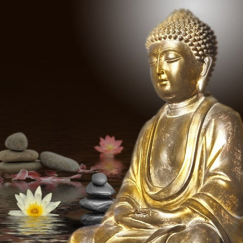 Image of Diamond painting of Buddha with Lotus Flower