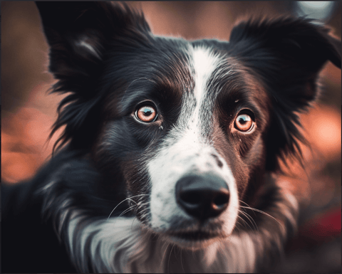 Image of Diamond painting of a Border Collie dog with a captivating gaze