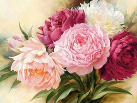 Image of diamond painting of a bouquet of colorful carnations