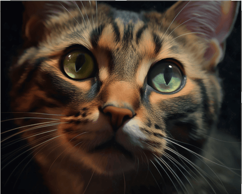 Image of diamond painting of a Bengal cat with mesmerizing eyes