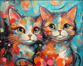 diamond painting of two colorful cats
