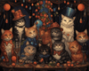 diamond painting of cats dressed up for a party