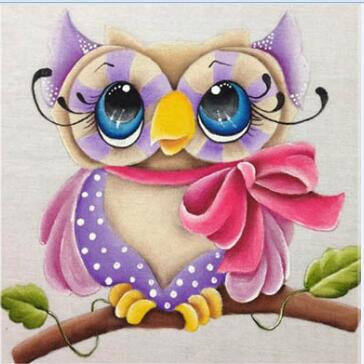 Image of Diamond painting of a cute chibi owl