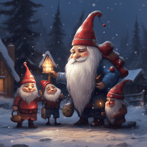 Image of diamond painting of cute Christmas gnomes