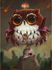 Diamond painting of a chubby owl