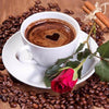 diamond painting of a cup of coffee with a heart and a rose