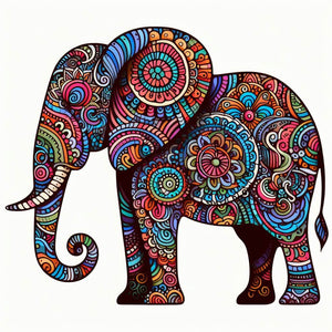 Diamond painting of a Colorful doodle elephant