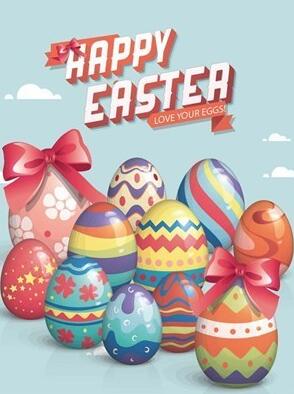 Image of diamond painting of colorful Easter eggs with a "Happy Easter" message