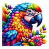 Diamond painting of a colorful macaw parrot