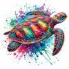 Diamond painting of a colorful sea turtle