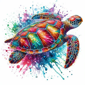 Diamond painting of a colorful sea turtle