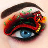 Diamond painting of a detailed eye with a fantastical dragon