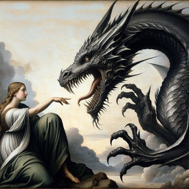 diamond painting of a dragon and princess fantasy artwork