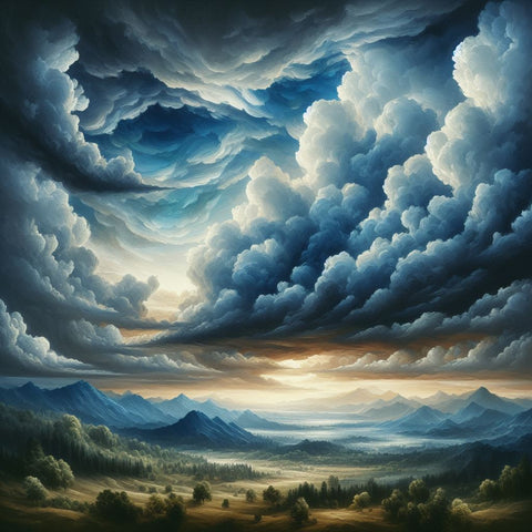 Image of Diamond Painting of Stormy Clouds over Mountain Valley