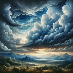 Diamond Painting of Stormy Clouds over Mountain Valley