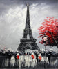 diamond painting of the Eiffel Tower with a red tree