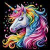 Diamond painting of an enchanted unicorn with a flowing rainbow mane