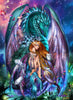 Vivid diamond painting kit featuring a magical fairy and a sparkling dragon.