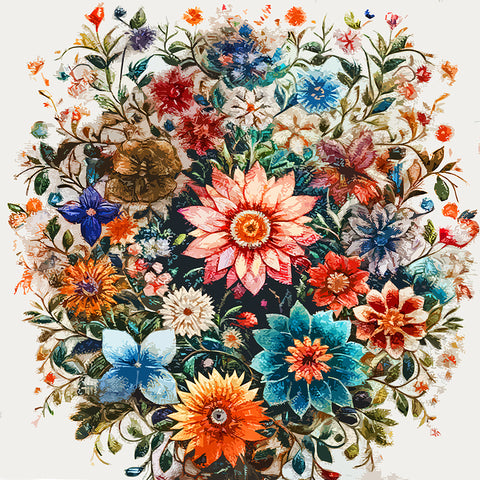 Image of Diamond painting of a vibrant floral wreath