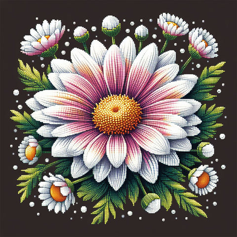 Image of Diamond painting of a beautiful bouquet of flowers