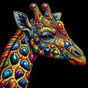 Diamond painting of a giraffe's face in close-up detail, showcasing its unique patterned coat