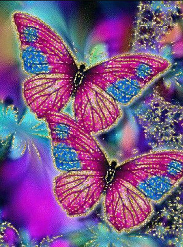 Image of diamond painting of two glittering butterflies