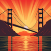 diamond painting of the Golden Gate Bridge at sunset